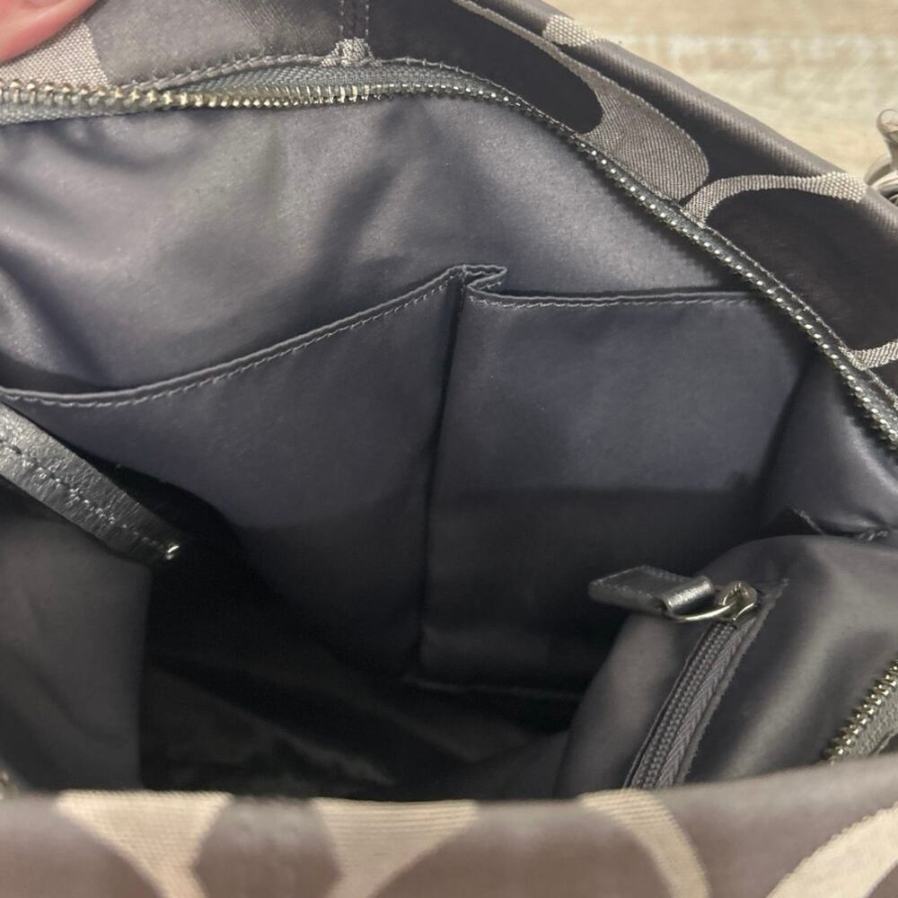 Y2K Coach Brooke Op Art Logo Mania Slouchy Hobo Bag Gray/Brown Metallic F17673 - Picture 15 of 16